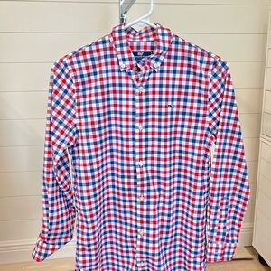 Vineyard Vines Boys Red and Blue Checkered Shirt